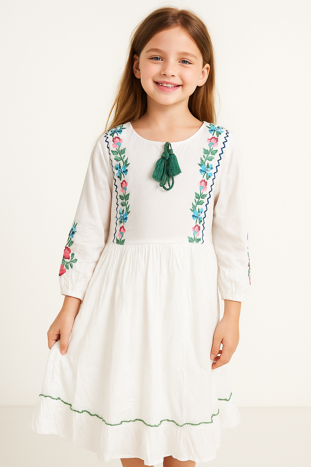 Cotton Embroidery Frock 1112 White