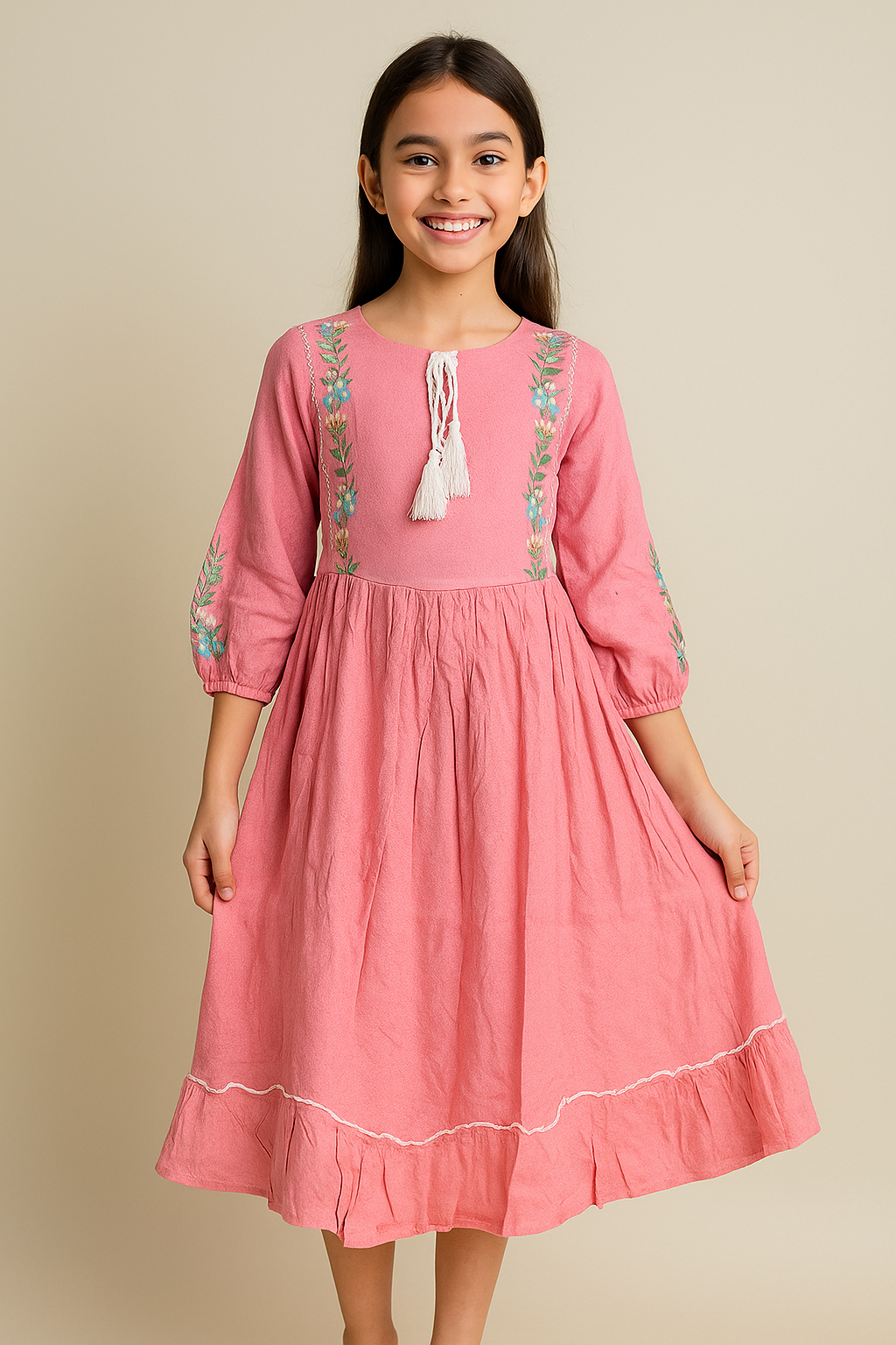 Cotton Embroidery Frock 1111 Pink