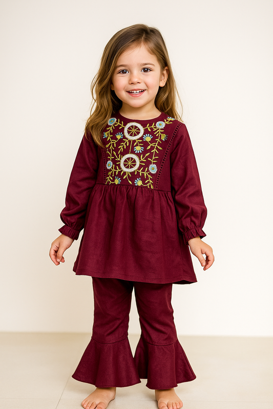 Cotton Embroidery Cord Set 1039 Maroon