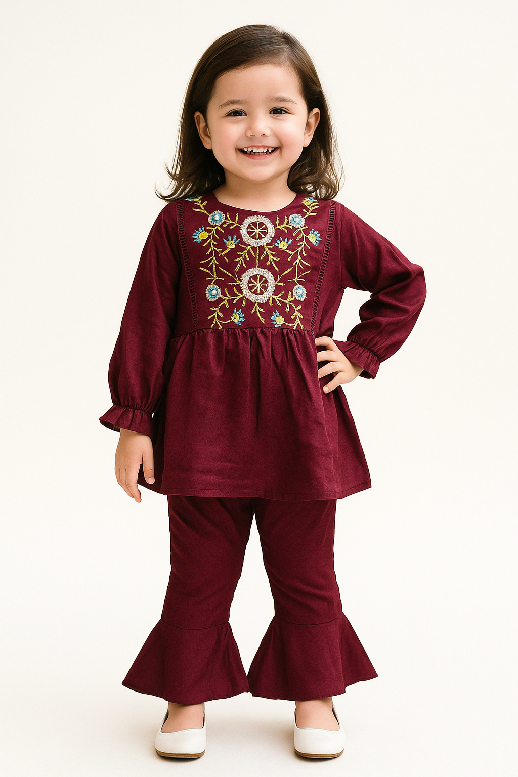 Cotton Embroidery Cord Set 1039 Maroon