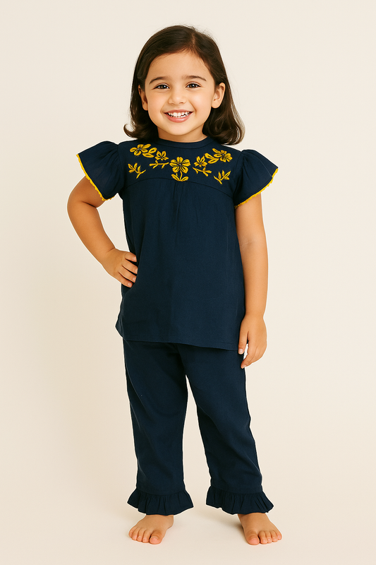 Cotton Embroidery Cord Set 1041 Navy Blue