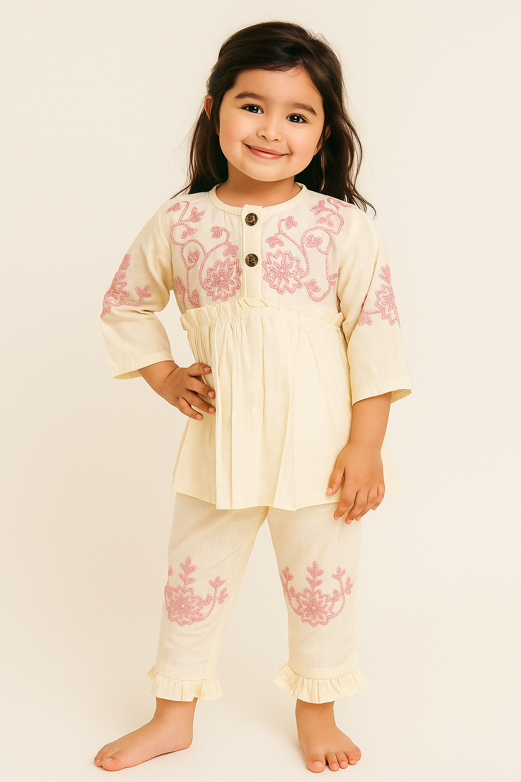 Cotton Embroidery Cord Set 1042 Cream