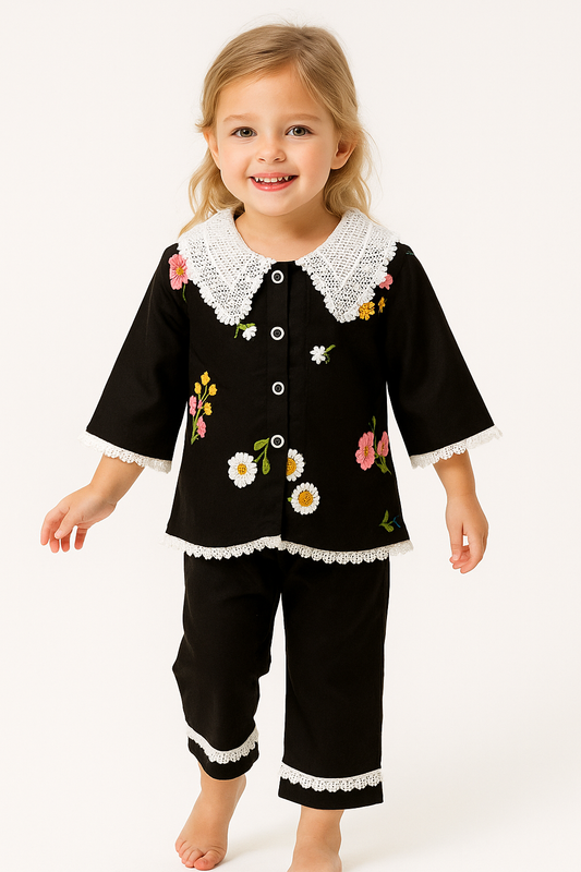 Cotton Embroidery Cord Set 1044 Black