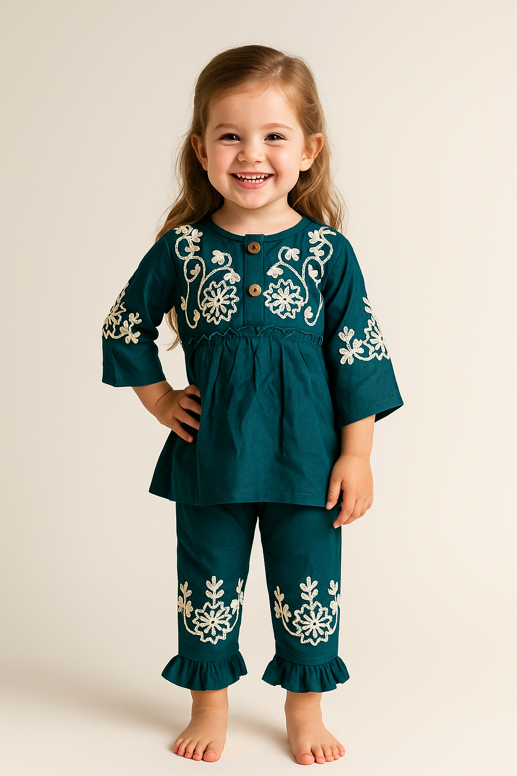 Cotton Embroidery Cord Set 1045 Green