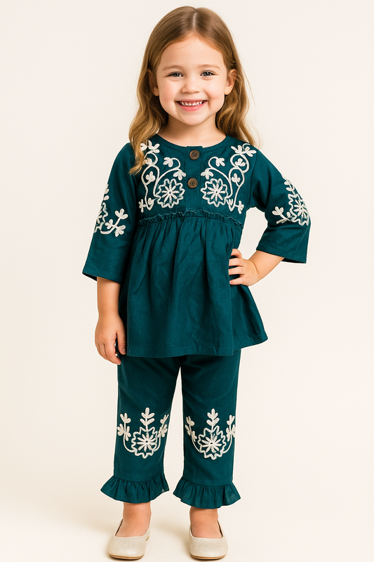 Cotton Embroidery Cord Set 1045 Green