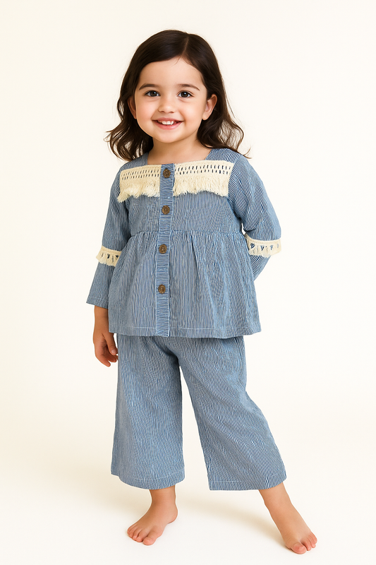 Cotton Embroidery Cord Set 1046 Blue