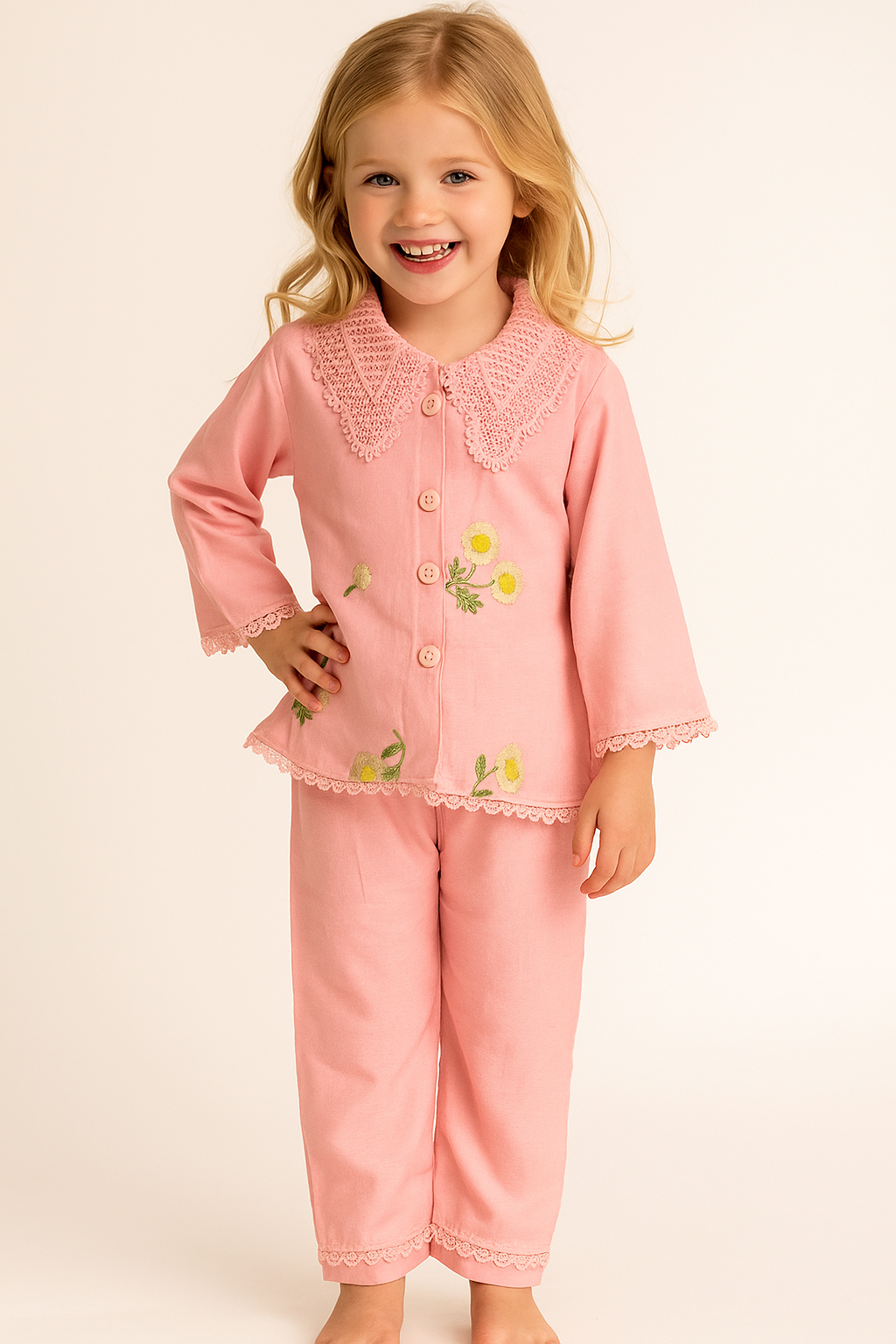 Cotton Embroidery Cord Set 1049 Pink