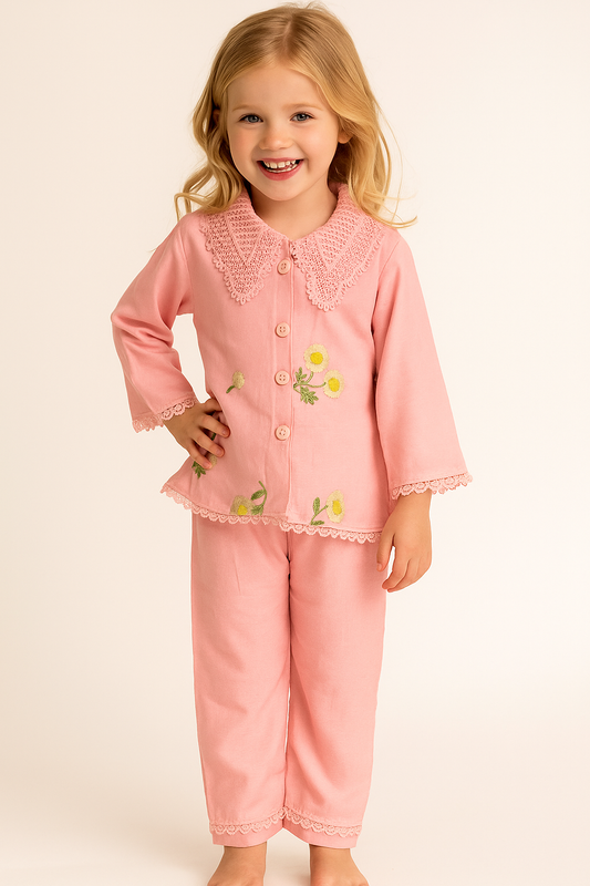 Cotton Embroidery Cord Set 1049 Pink