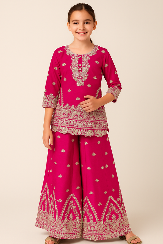 Georgette Embroidery Short Kurti Plazo Set 4549 Rani