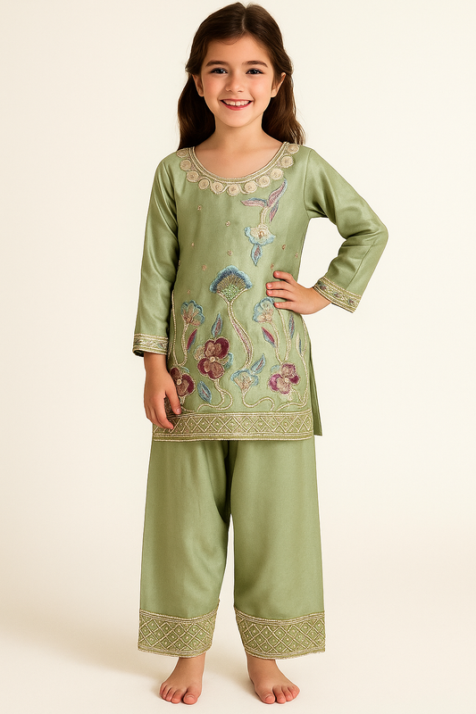 Georgette Embroidery Salwar Set 1611 Pista Green