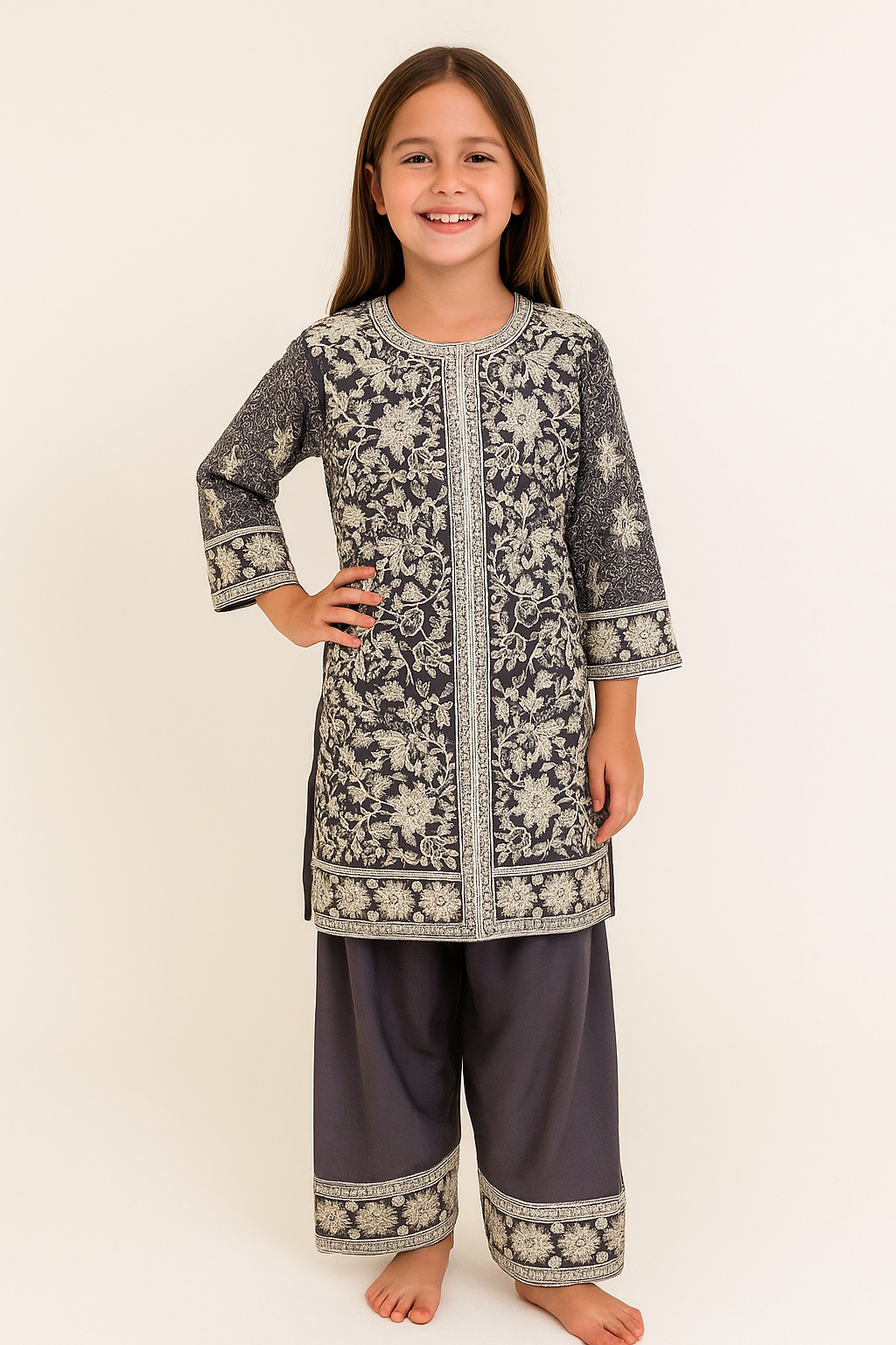 Georgette Sequence Embroidery Farshi Set 3508 Grey