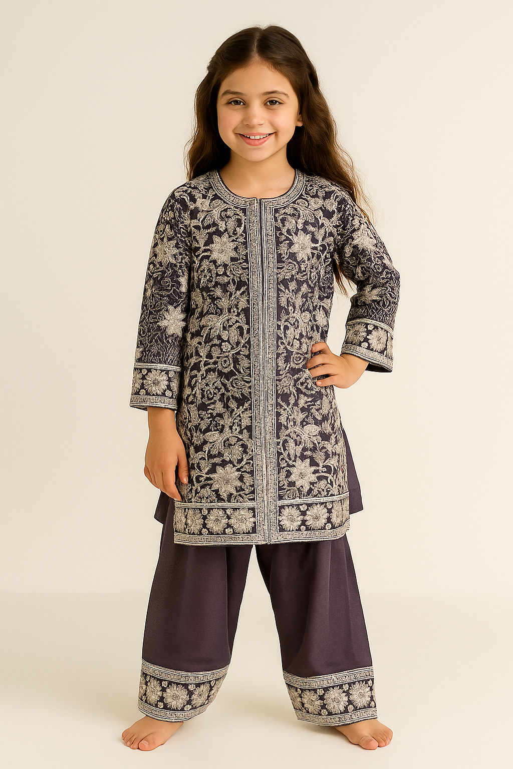 Georgette Sequence Embroidery Farshi Set 3508 Grey