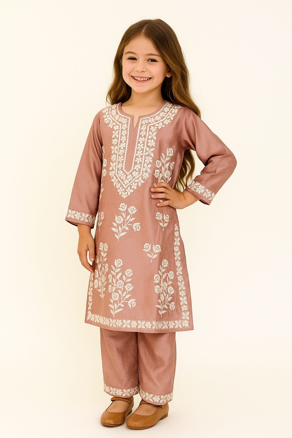 Cotton Embroidery Kurti Set 1297 Dust