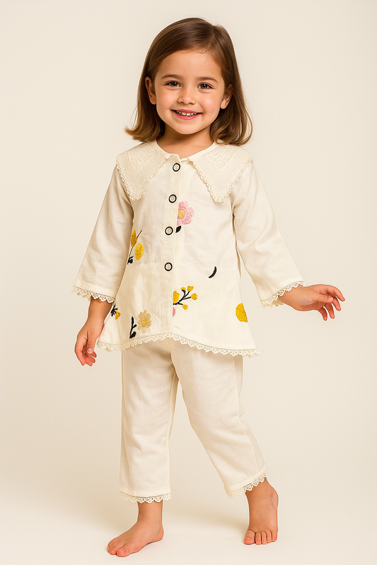 Cotton Embroidery Cord Set 1052 White