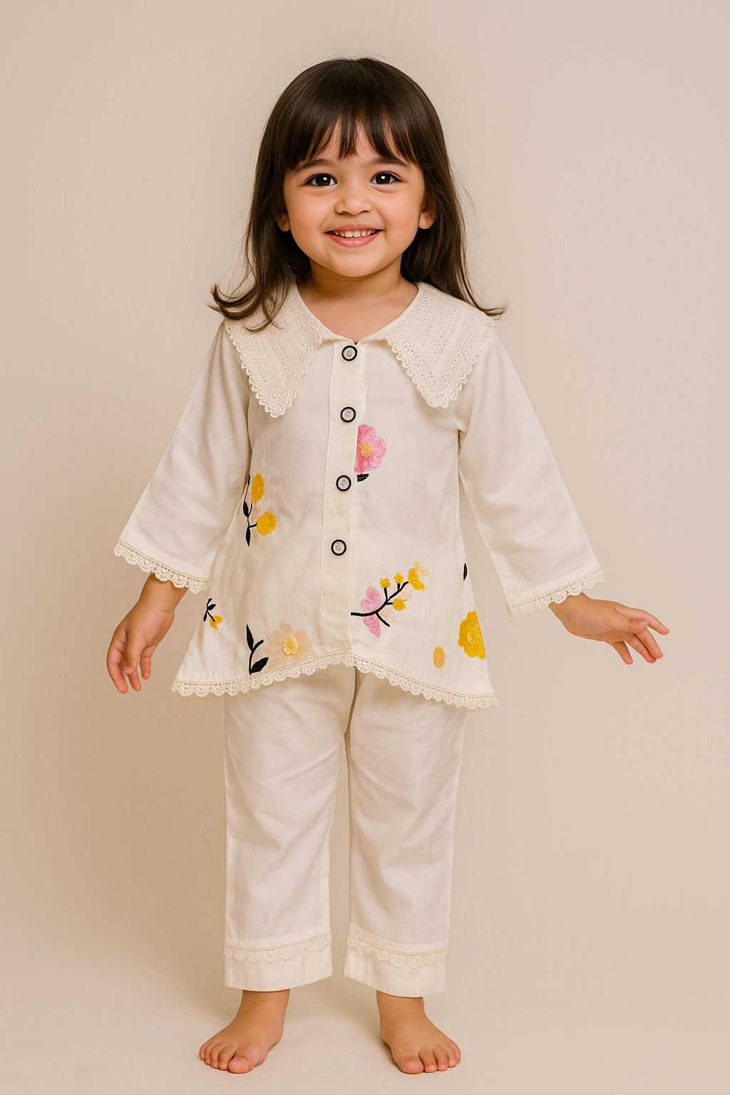 Cotton Embroidery Cord Set 1052 White