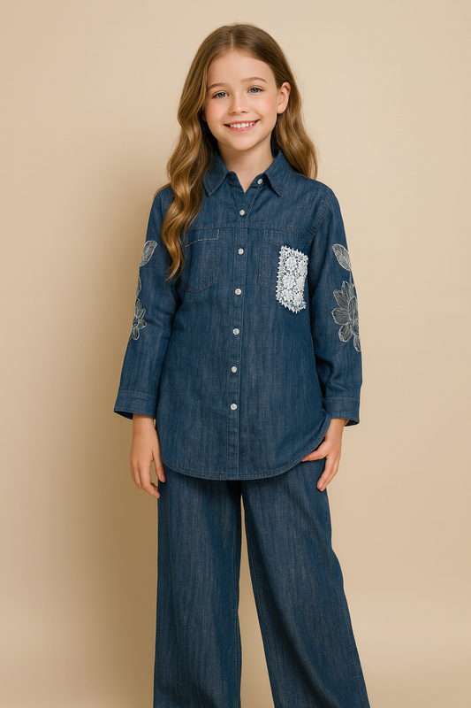 Cotton Denim Cord Set 1314 Blue