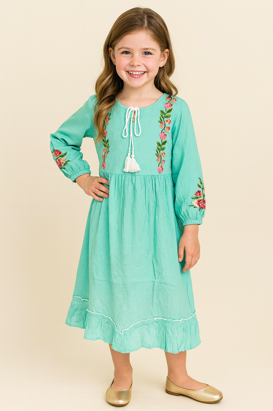 Cotton Embroidery Frock 1115 Sky Blue