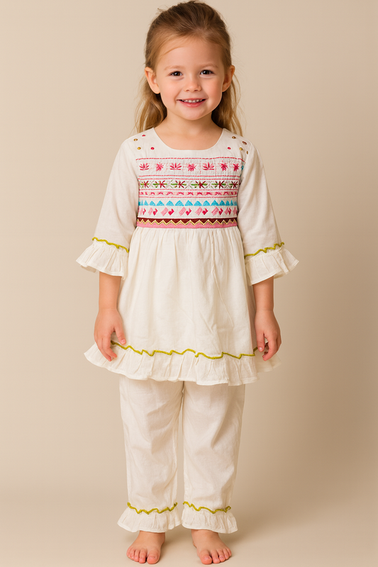 Cotton Embroidery Cord Set 1062 White