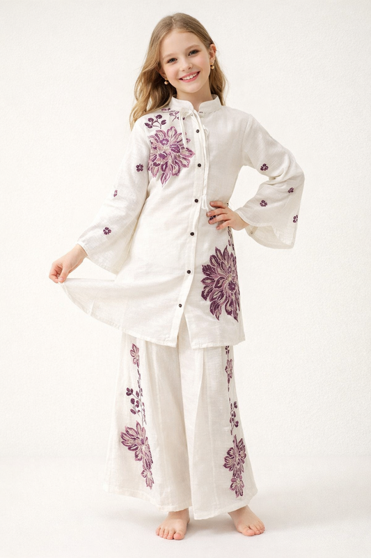 Georgette Embroidery Cord set 5224 White