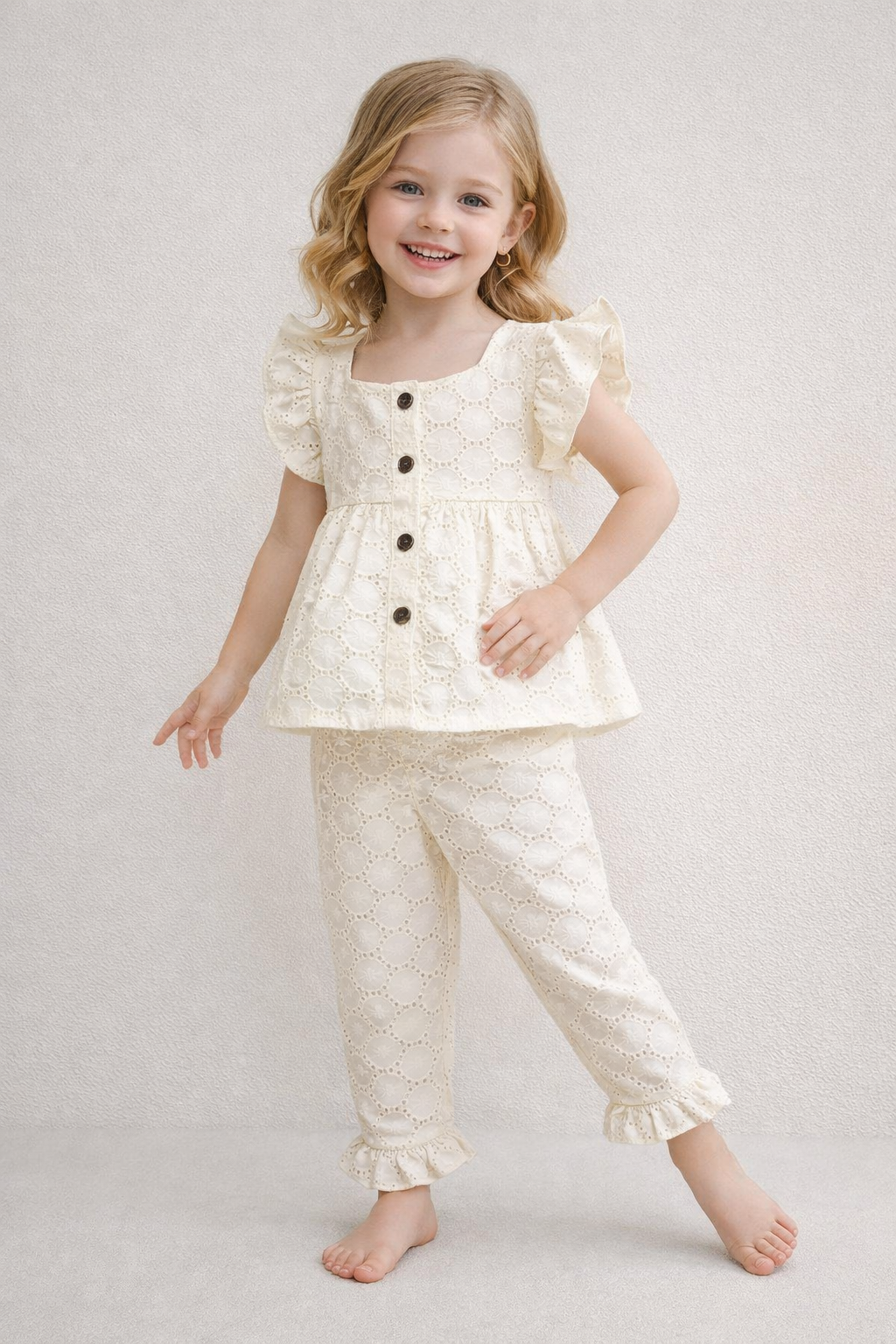 Cotton crochet Cord Set 1068 Cream