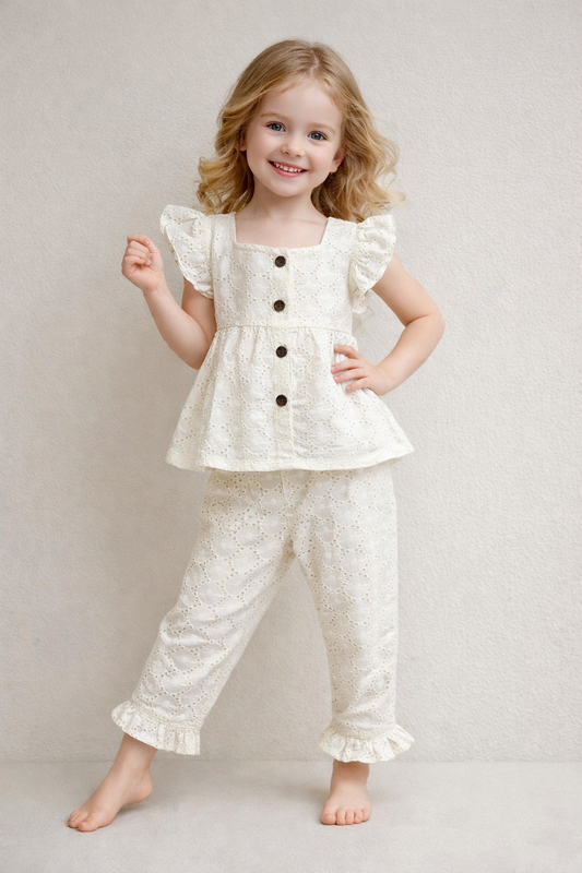 Cotton crochet Cord Set 1068 Cream