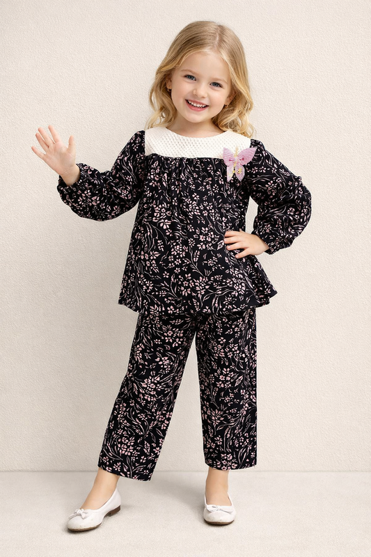 Cotton Printed Cord Set 1066 Black