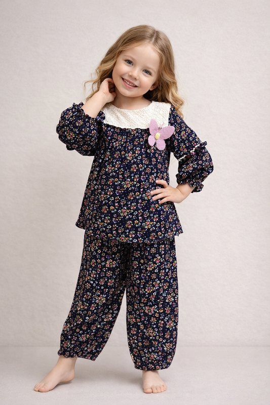 Cotton Printed Cord Set 1065 Black