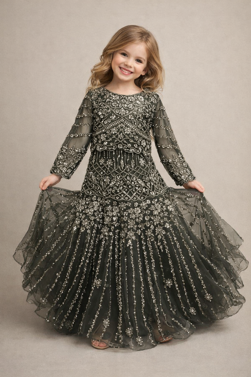 Georgette Fish Cut Lehenga 3824 Green