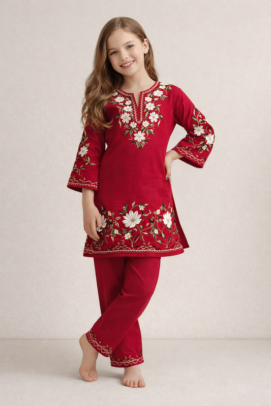 Cotton Embroidery Kurti Set 1339 Rani