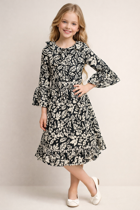 Cotton Printed Frock 1121 Black