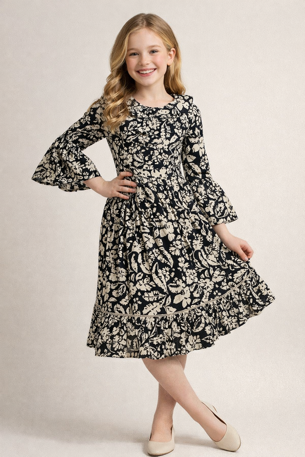 Cotton Printed Frock 1121 Black