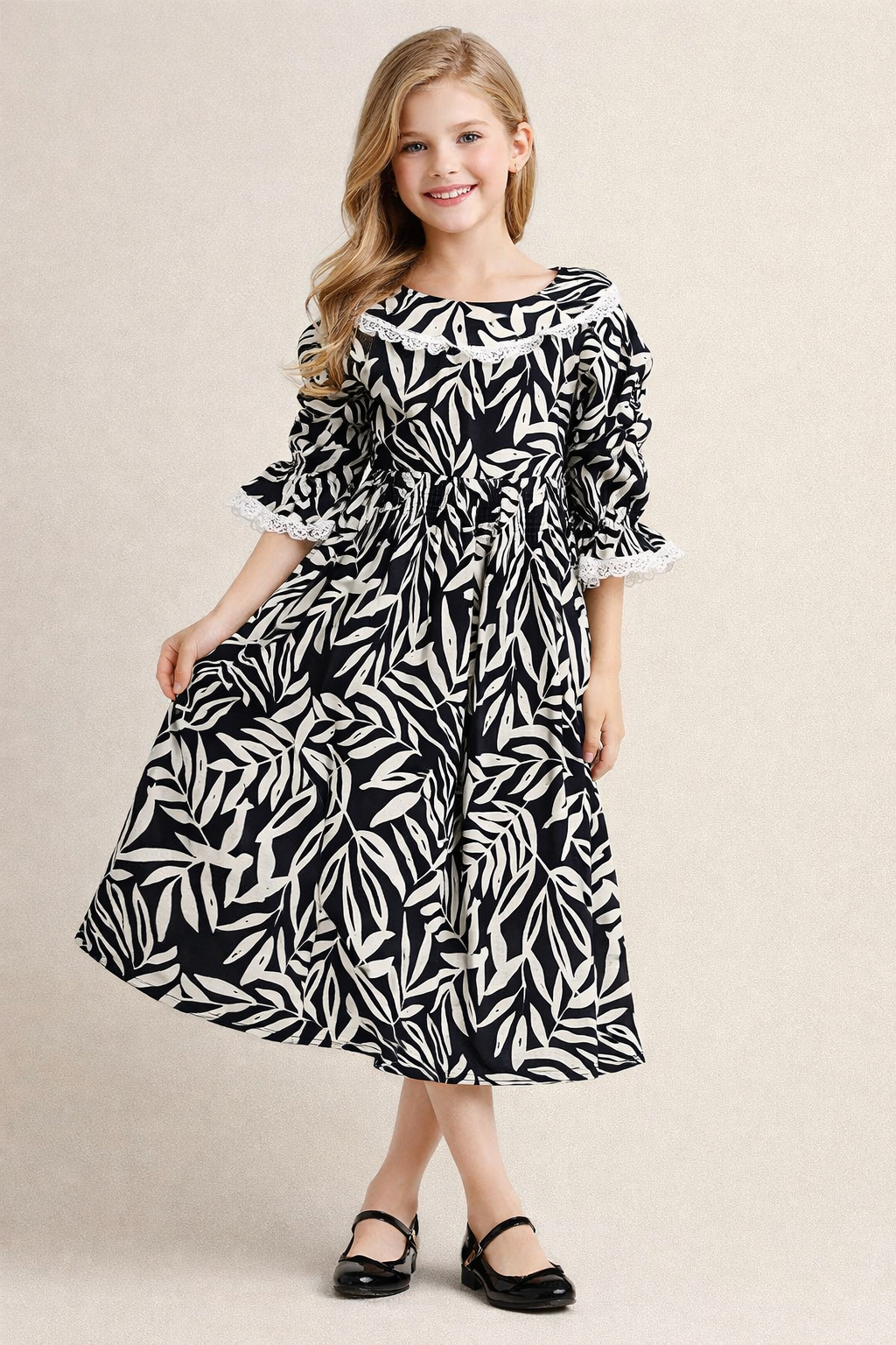 Cotton Printed Frock 1121 Black