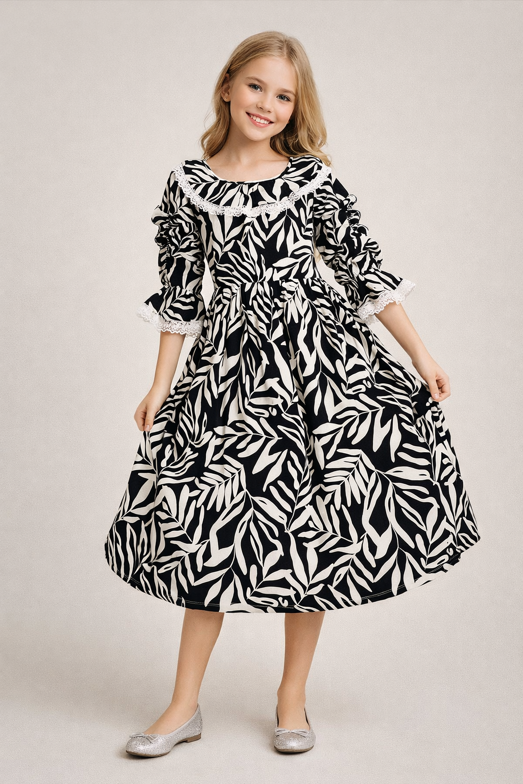 Cotton Printed Frock 1118 Black