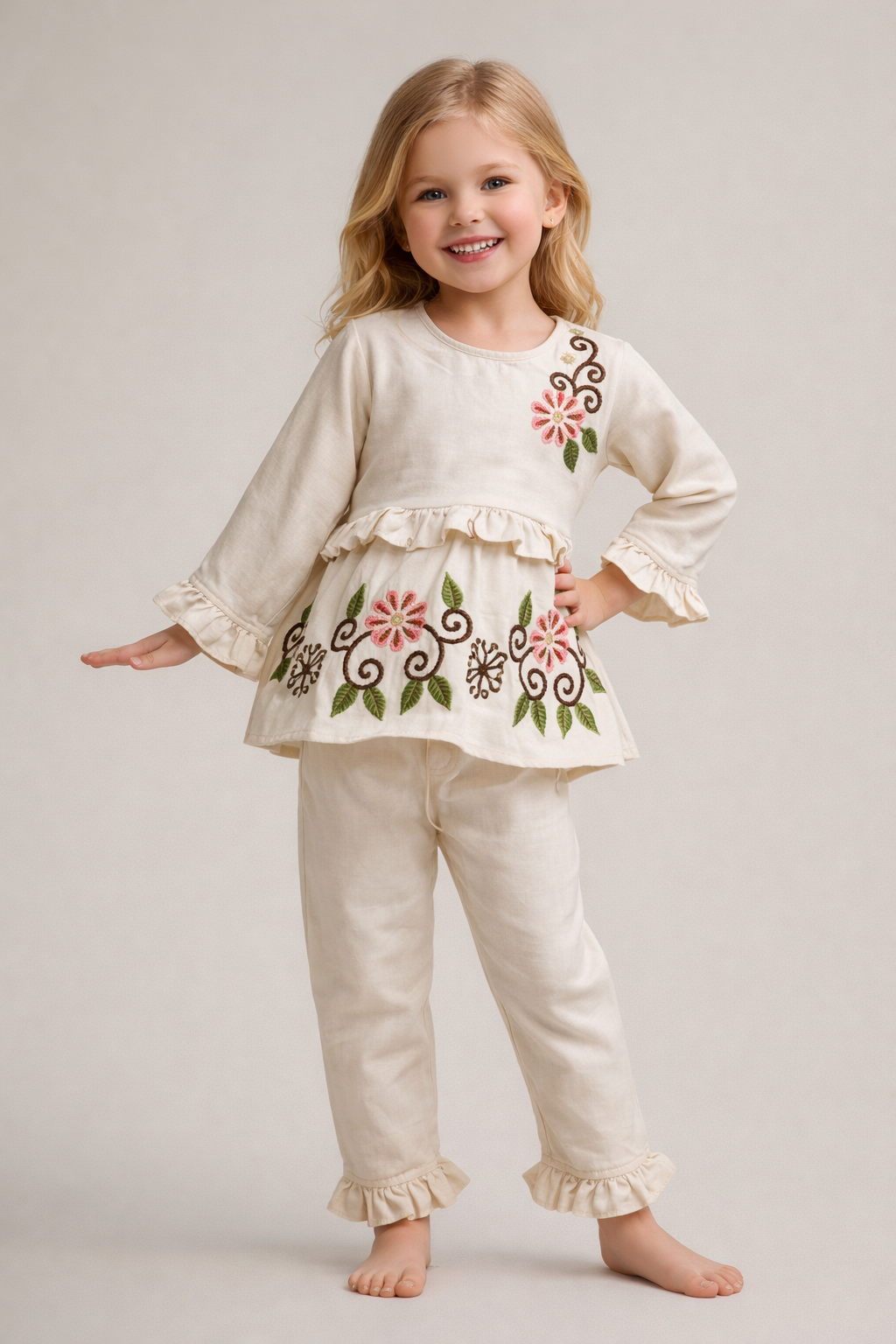 Cotton Embroidery Cord Set 1071 Cream