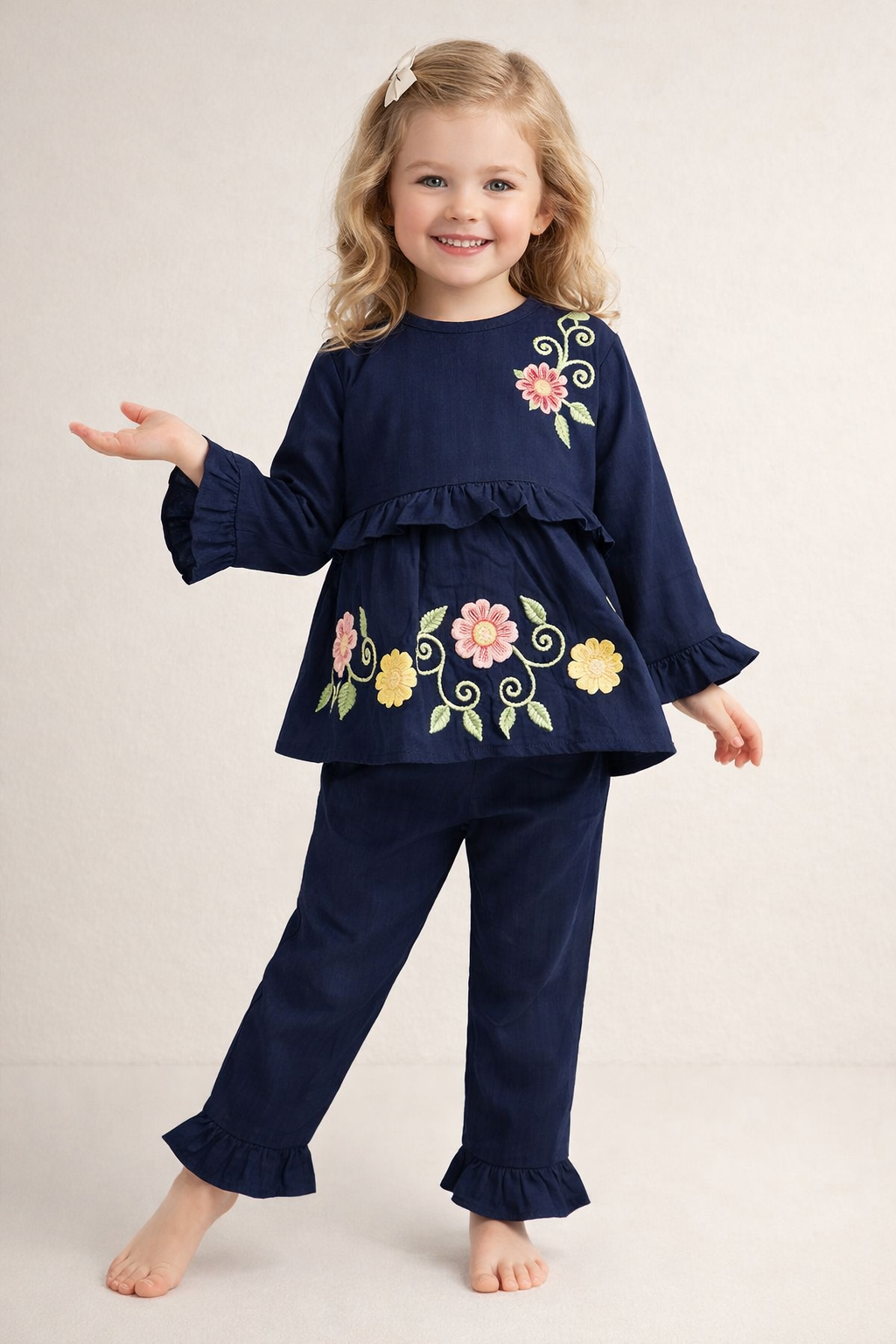 Cotton Embroidery Cord Set 1069 Navy Blue