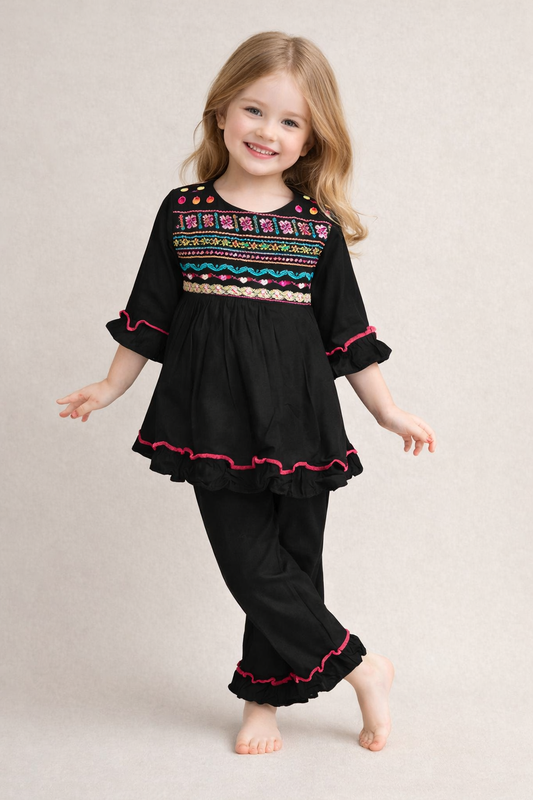 Cotton Embroidery Cord Set 1074 Black