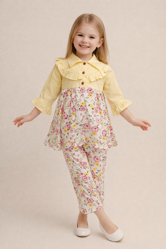 Cotton Printed Cord Set 1075 Yellow