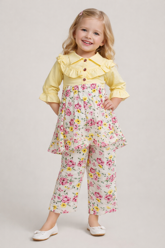 Cotton Printed Cord Set 1075 Yellow