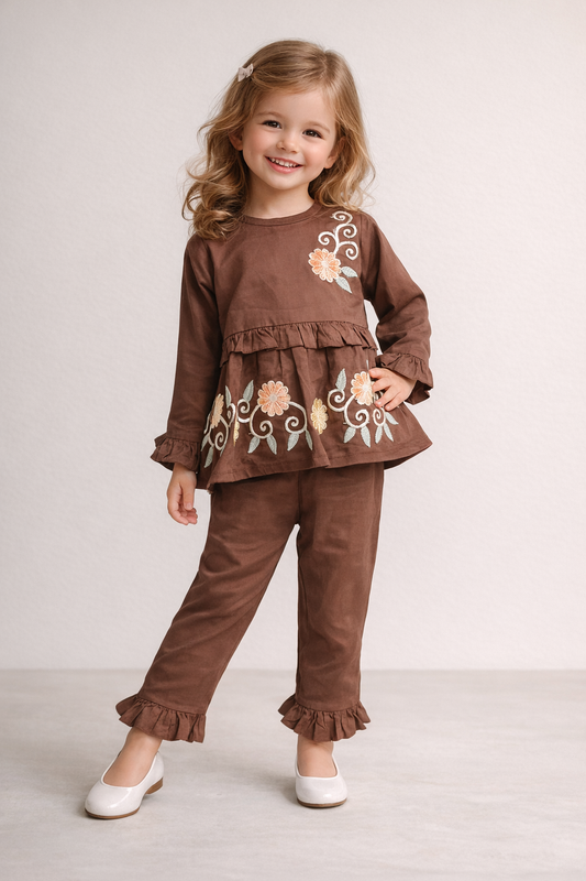 Cotton Embroidery Cord Set 1077 Brown