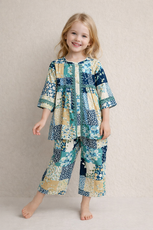 Cotton Printed Cord Set 1079 Blue