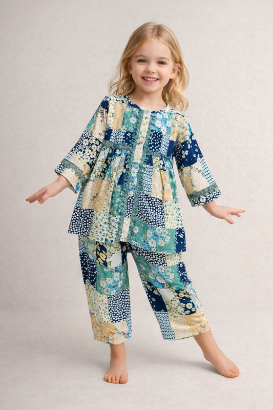 Cotton Printed Cord Set 1079 Blue