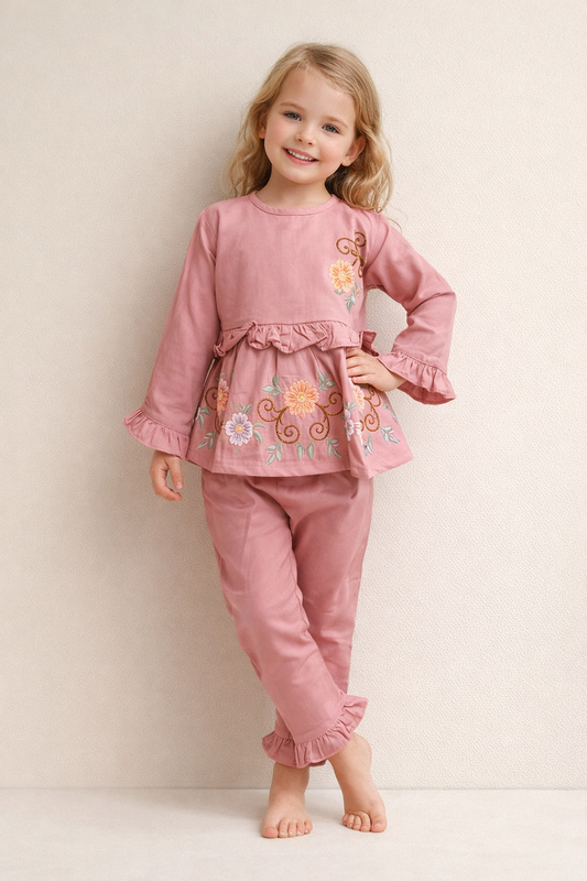 Cotton Embroidery Cord Set 1078 Peach