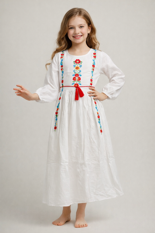 Cotton Embroidery Frock 1122 White