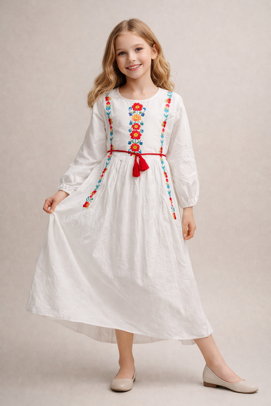 Cotton Embroidery Frock 1122 White