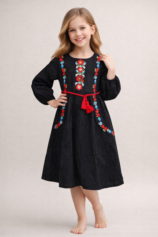 Cotton Embroidery Frock 1124 Black