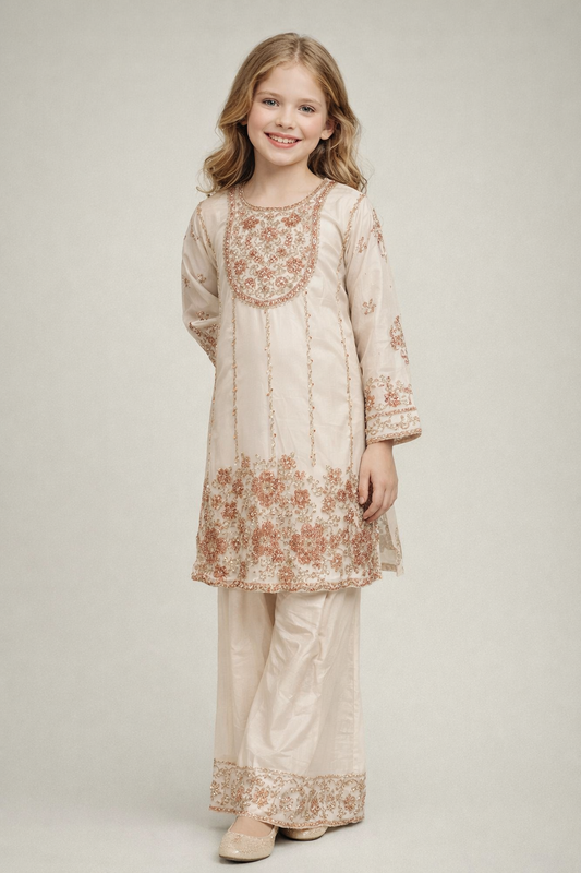 Georgette Hand Work Kurti Plazo Set 5338 Fone