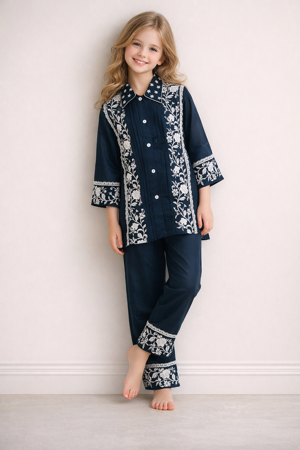 Cotton Embroidery Kurti Set 1362 Green