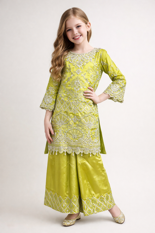 Georgette Embroidery Plazo Set 4739 Yellow