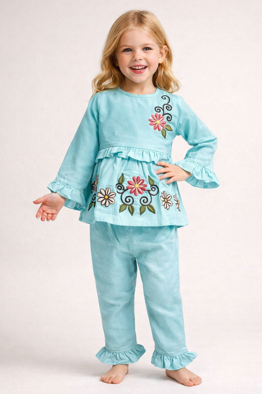 Cotton Embroidery Cord Set 1085 Sky Blue