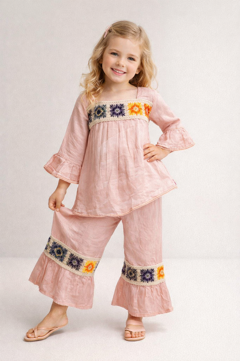 Cotton Bell Bottom Cord Set 1091 Pink